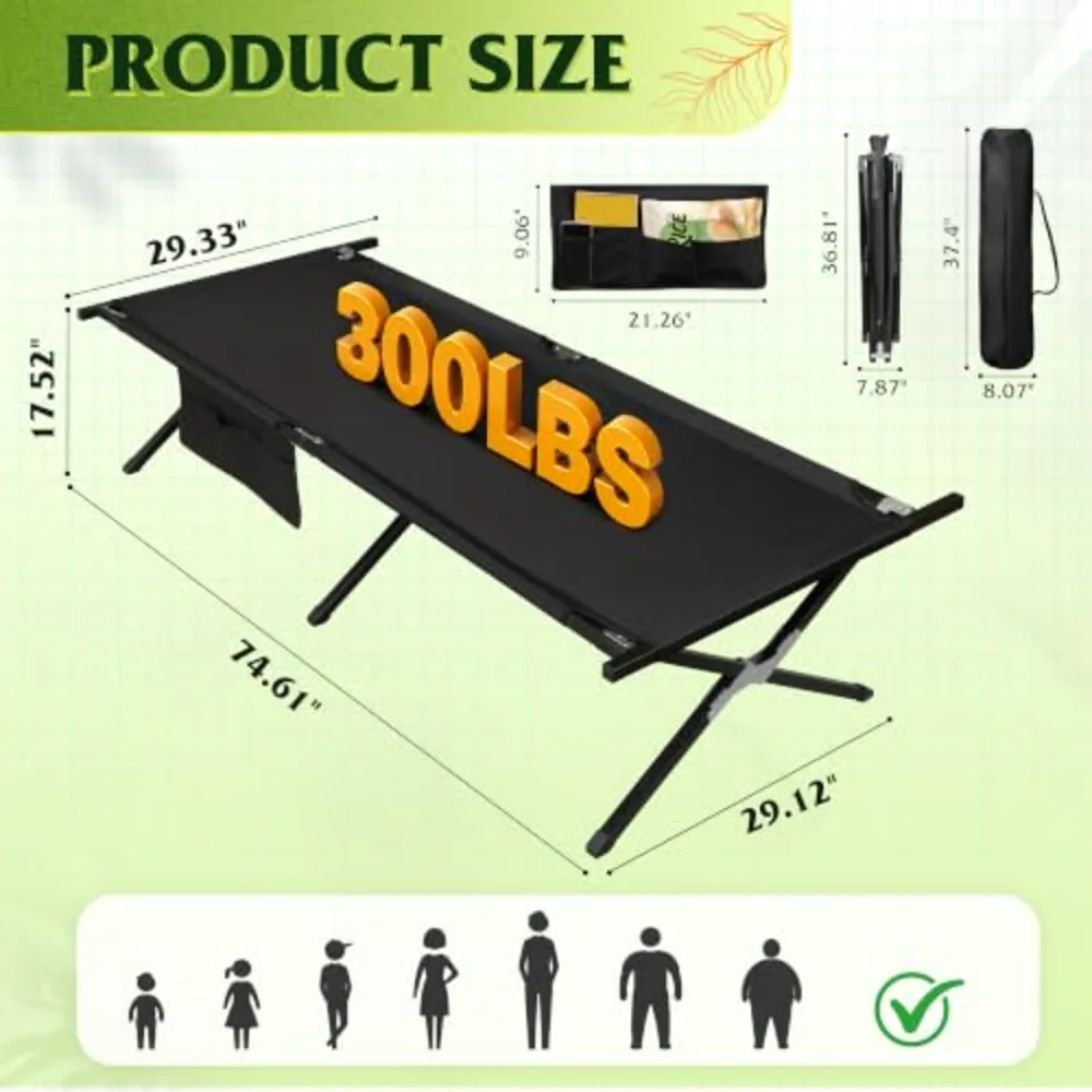 Army Camping Cots with Carry Bag for Adults Sleeping, view 3