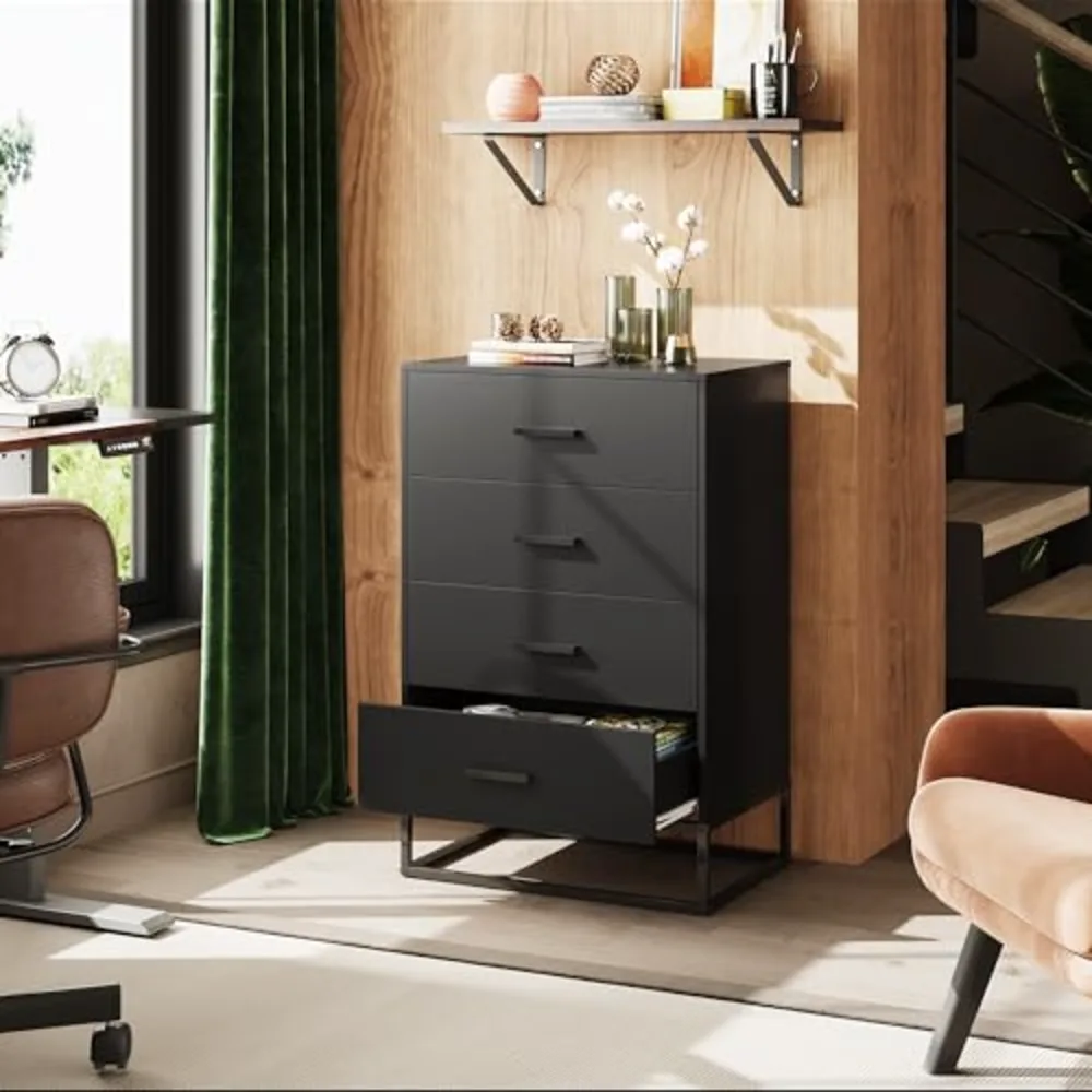 Black Dresser for Bedroom with 4 Drawers, view 5
