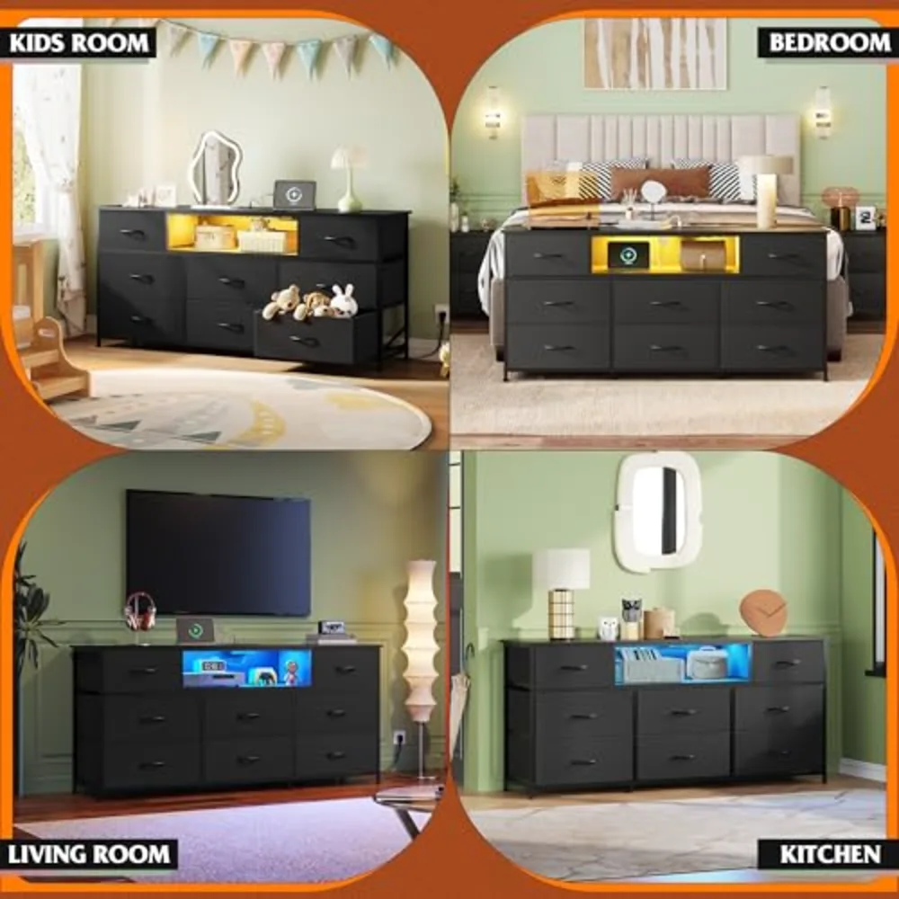 Black Dresser TV Stand for 50, view 4