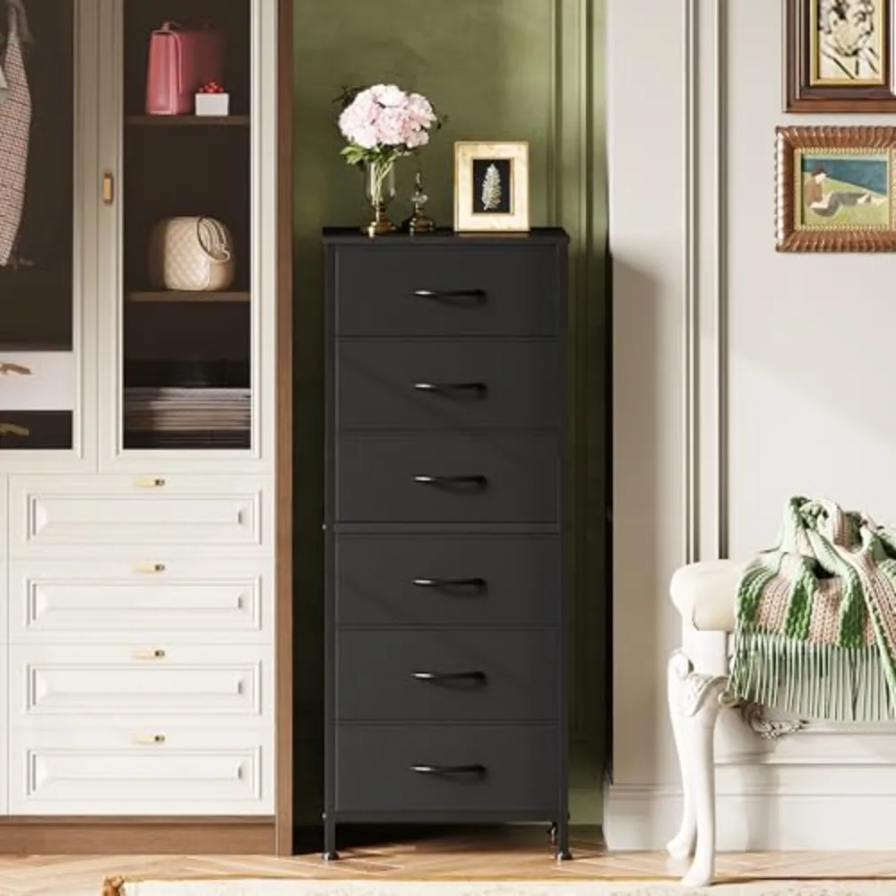 Black Tall Dresser for Bedroom, view 4