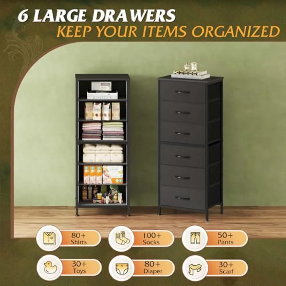 Black Tall Dresser for Bedroom, view 5