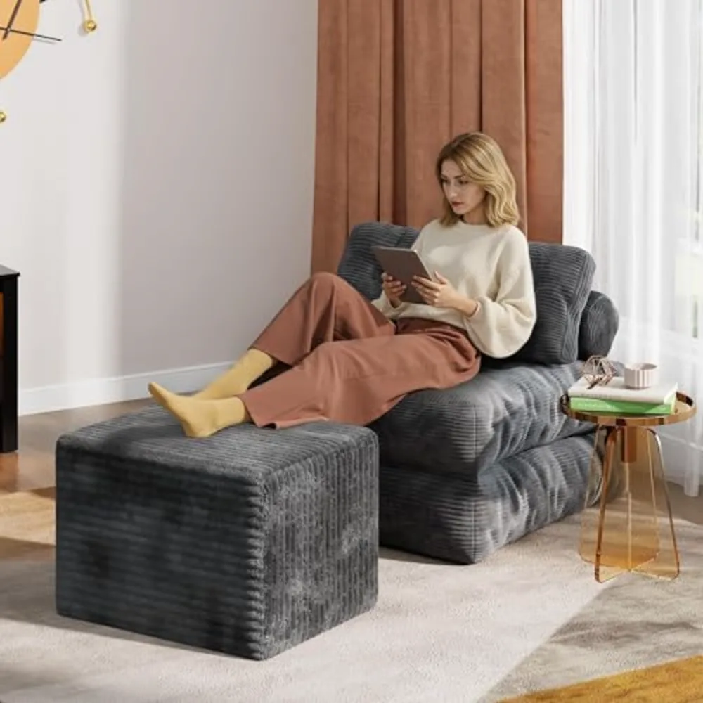 Boneless Ottoman Lightweight Movable Foot Rest Stool for Living, view 3