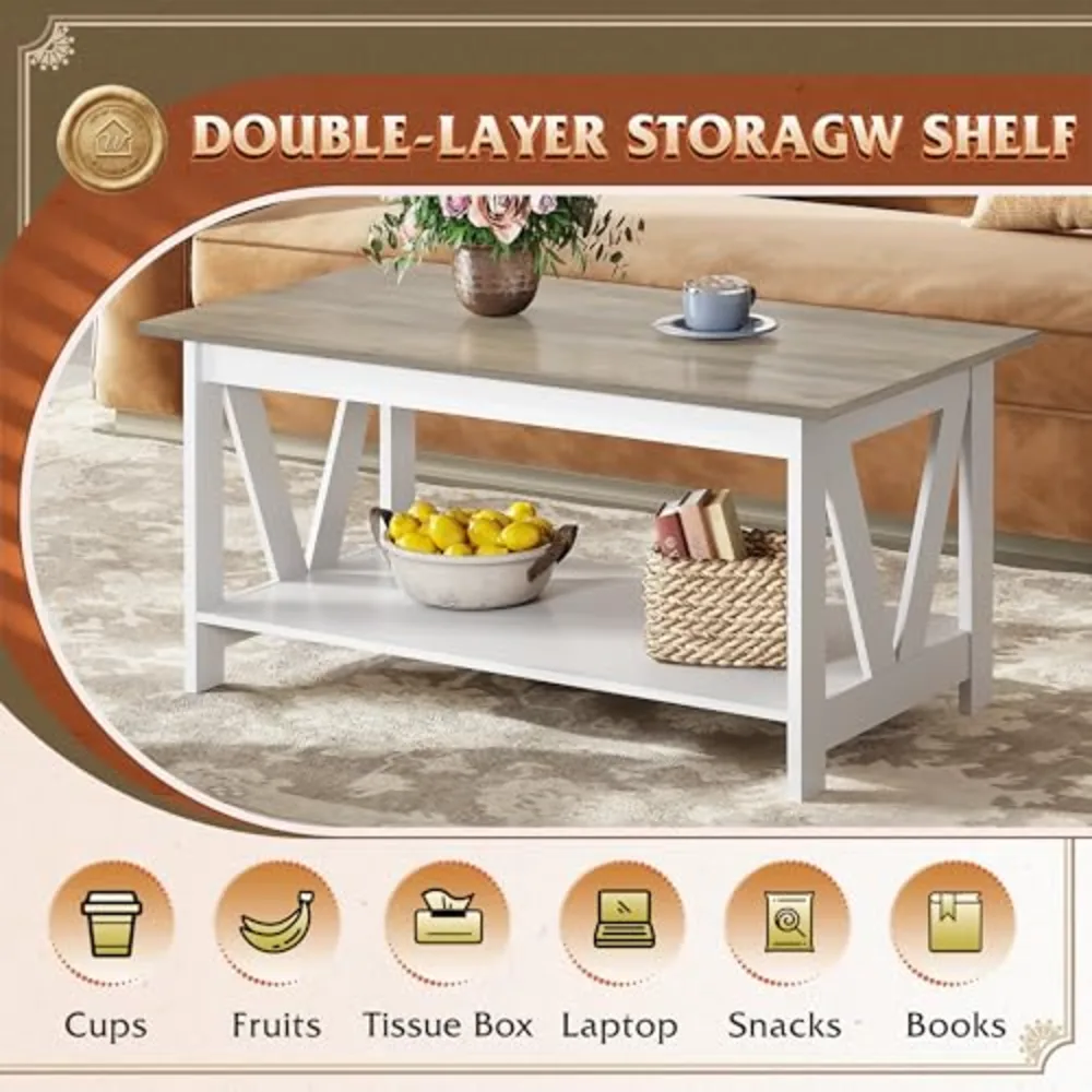 Coffee Table for Living Room with Storage Shelf, view 5