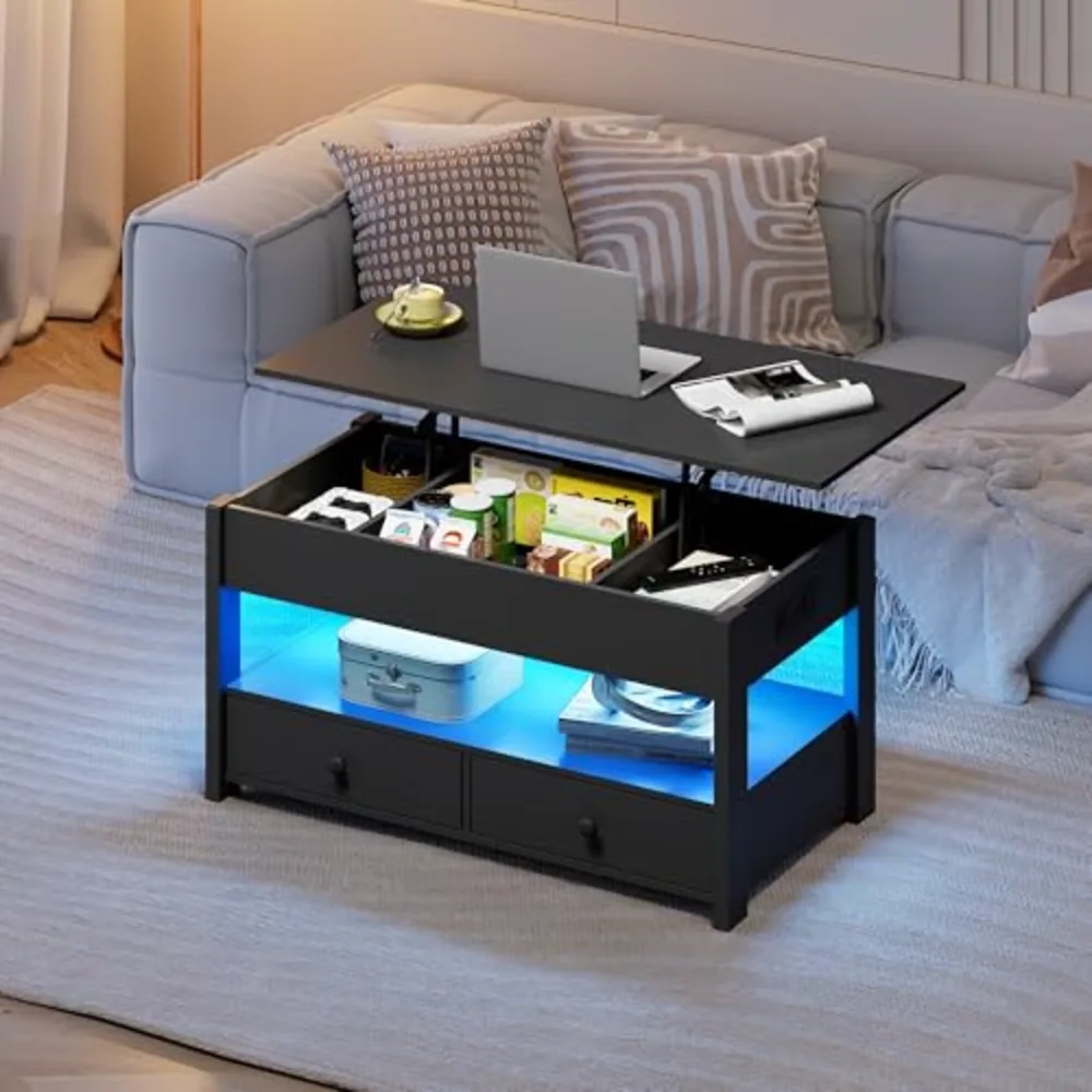 Coffee Table Lift Top Coffee Table with 2 Drawers, view 2