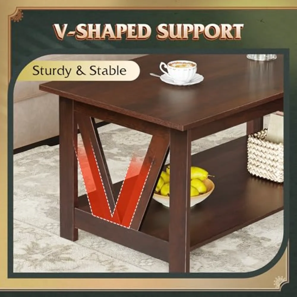 Coffee Table with Storage Shelf, view 4