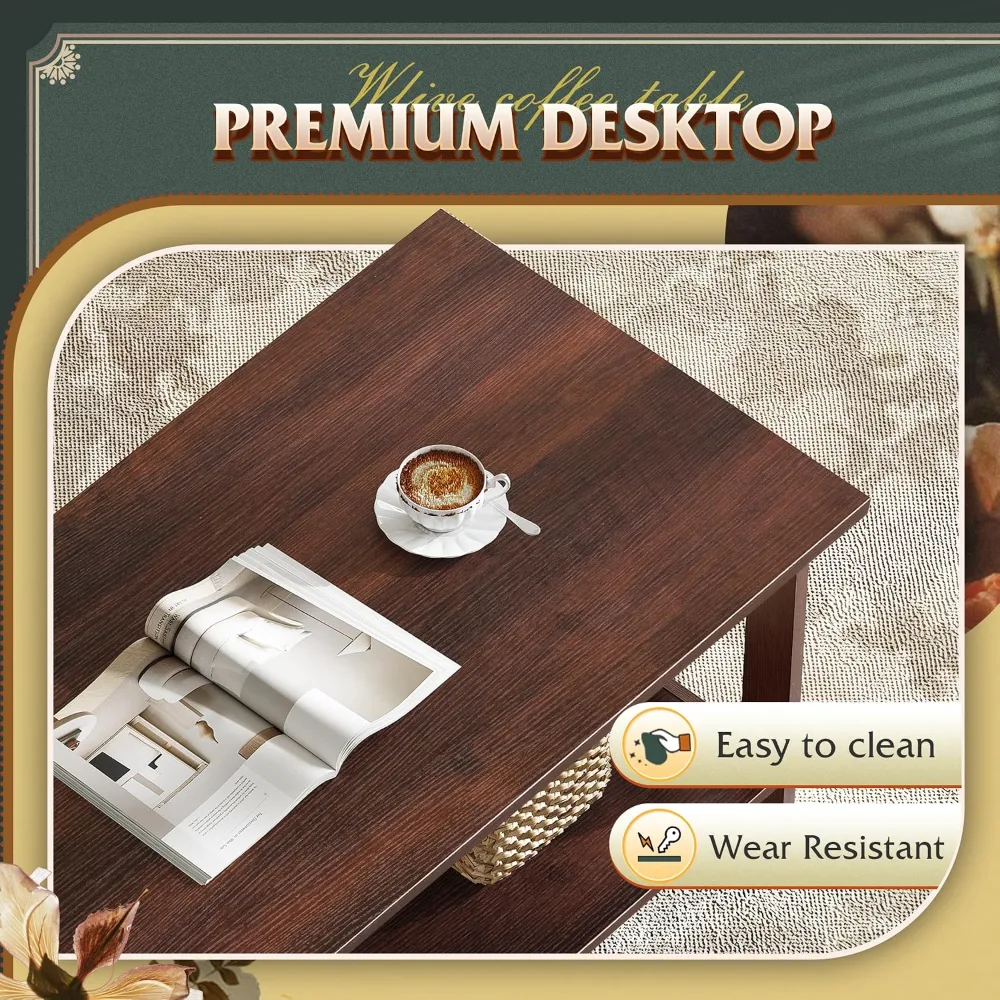 Coffee Table with Storage Shelf, view 6