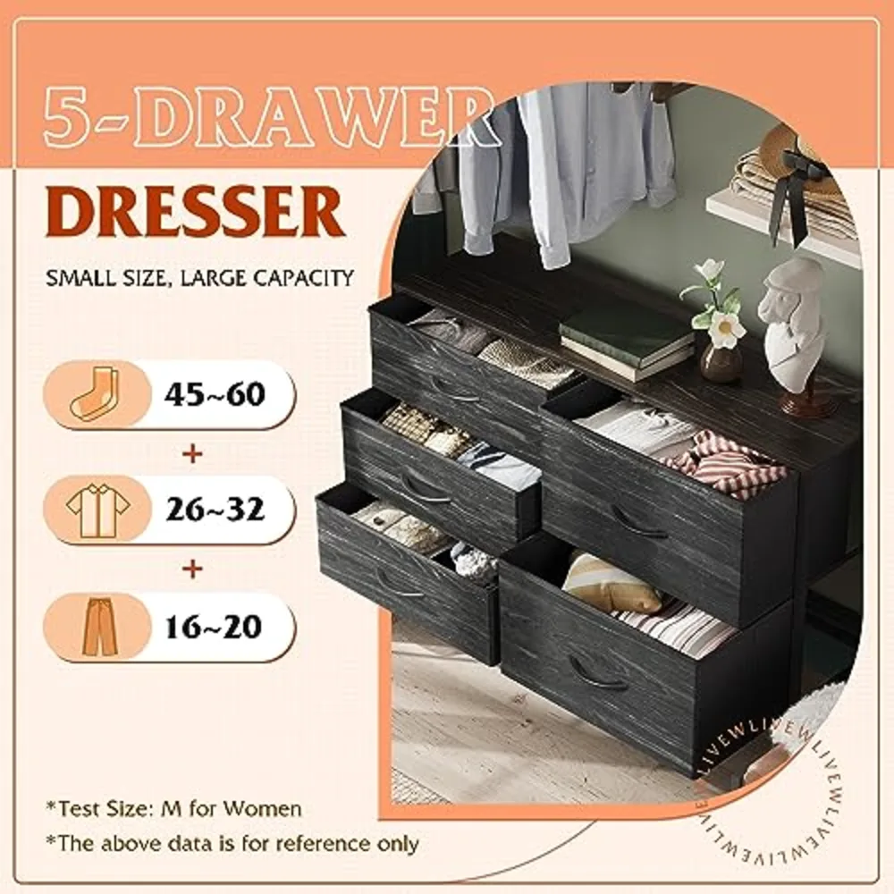 Dresser for Bedroom with 5 Drawers, view 5