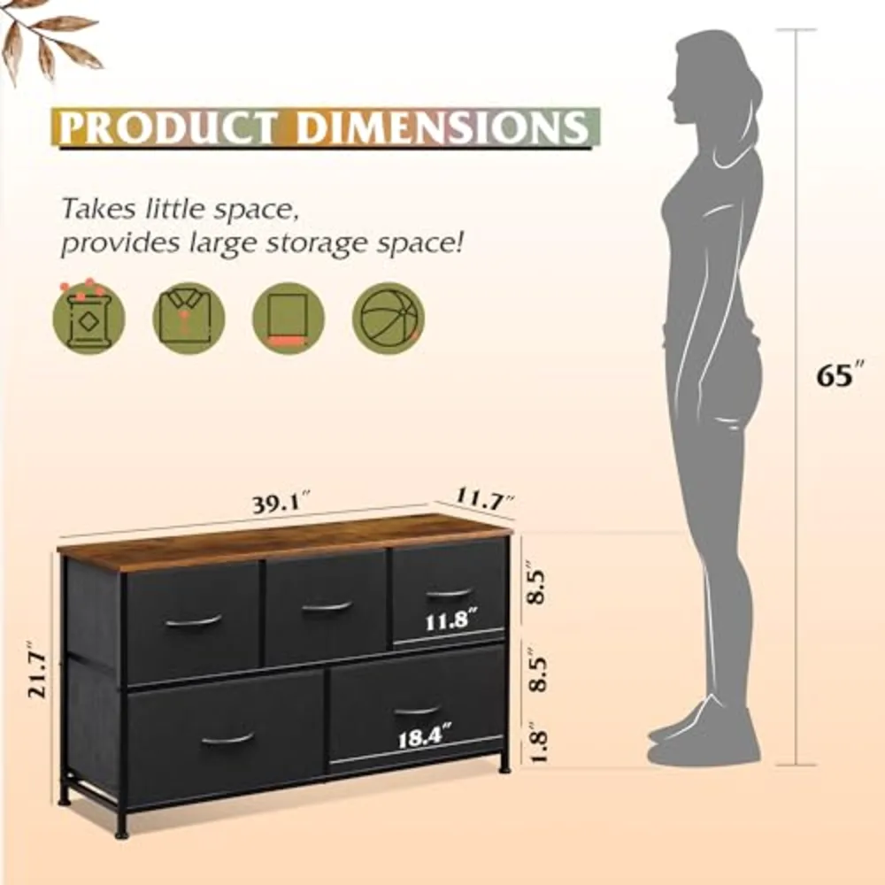 Dresser for Bedroom with 5 Drawers, view 3