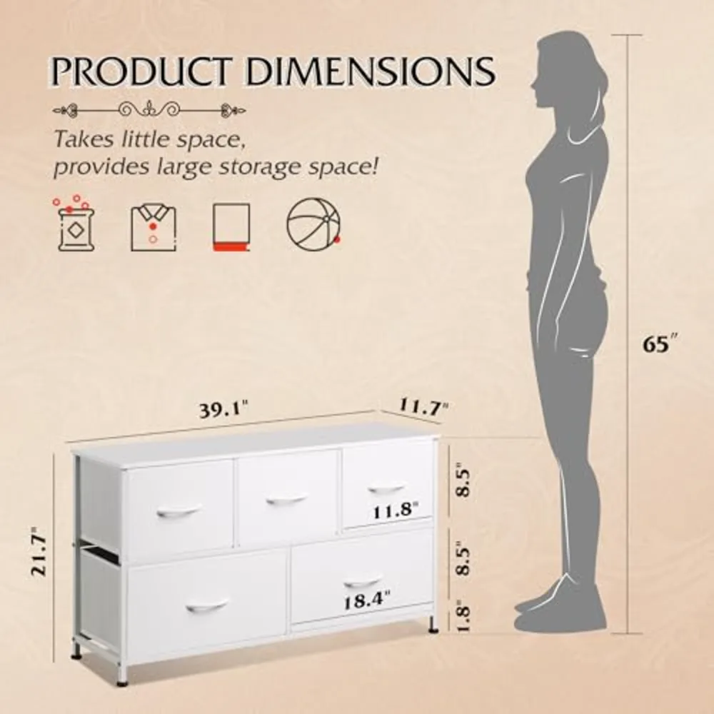 Dresser for Bedroom with 5 Drawers
