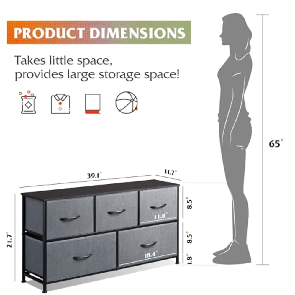 Dresser for Bedroom with 5 Drawers, view 3