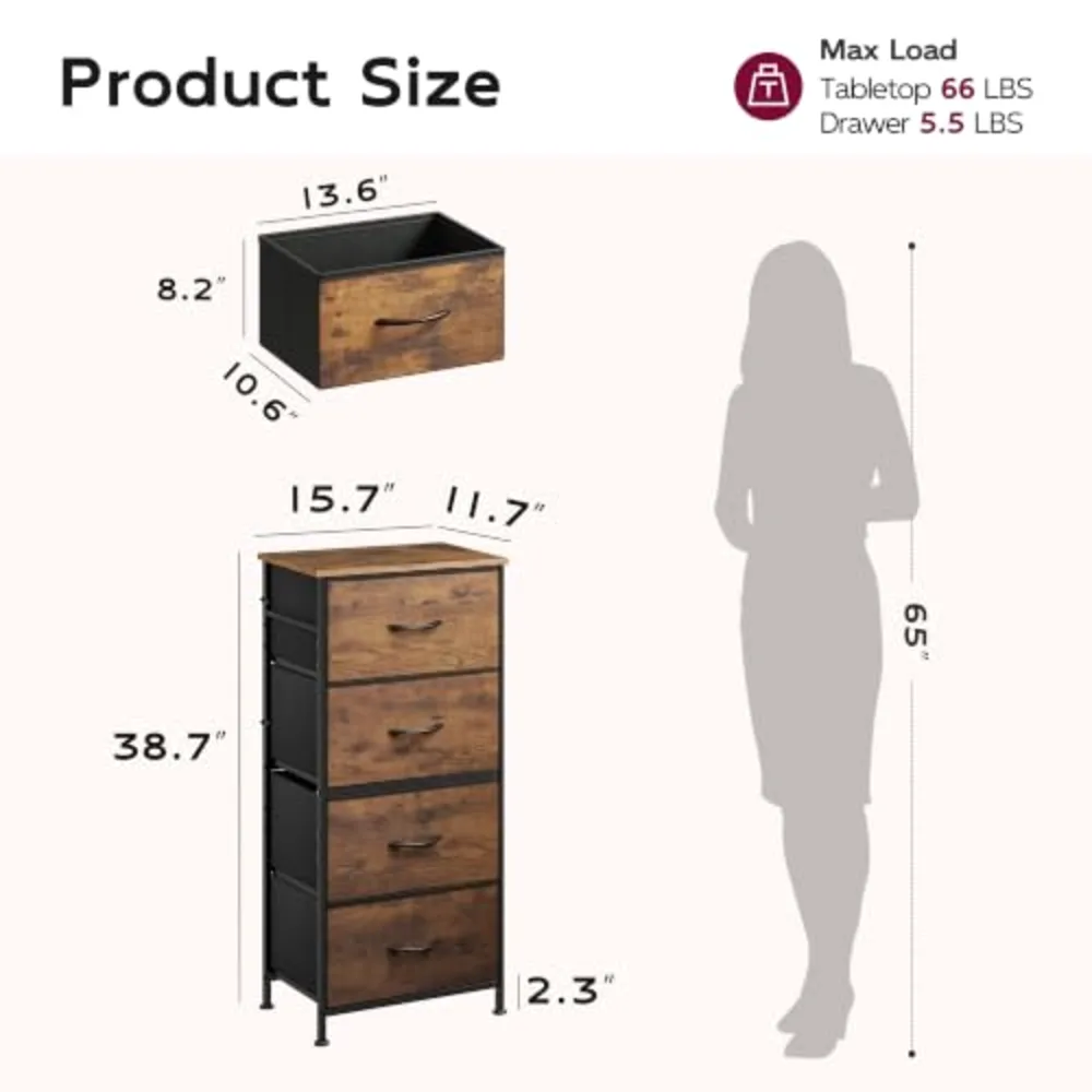 Dresser with 4 Drawers, view 3