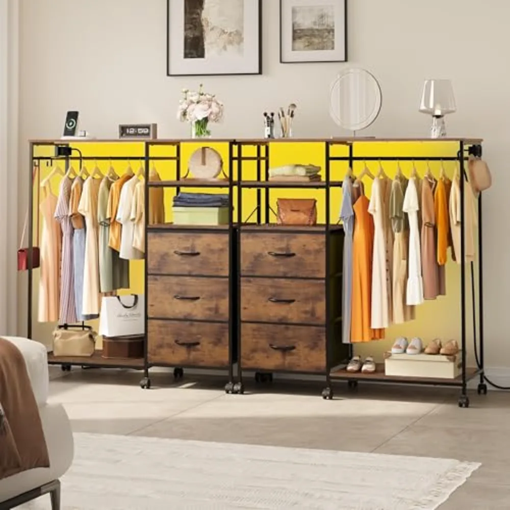 Dresser with Hanging Rack for Bedroom, view 3