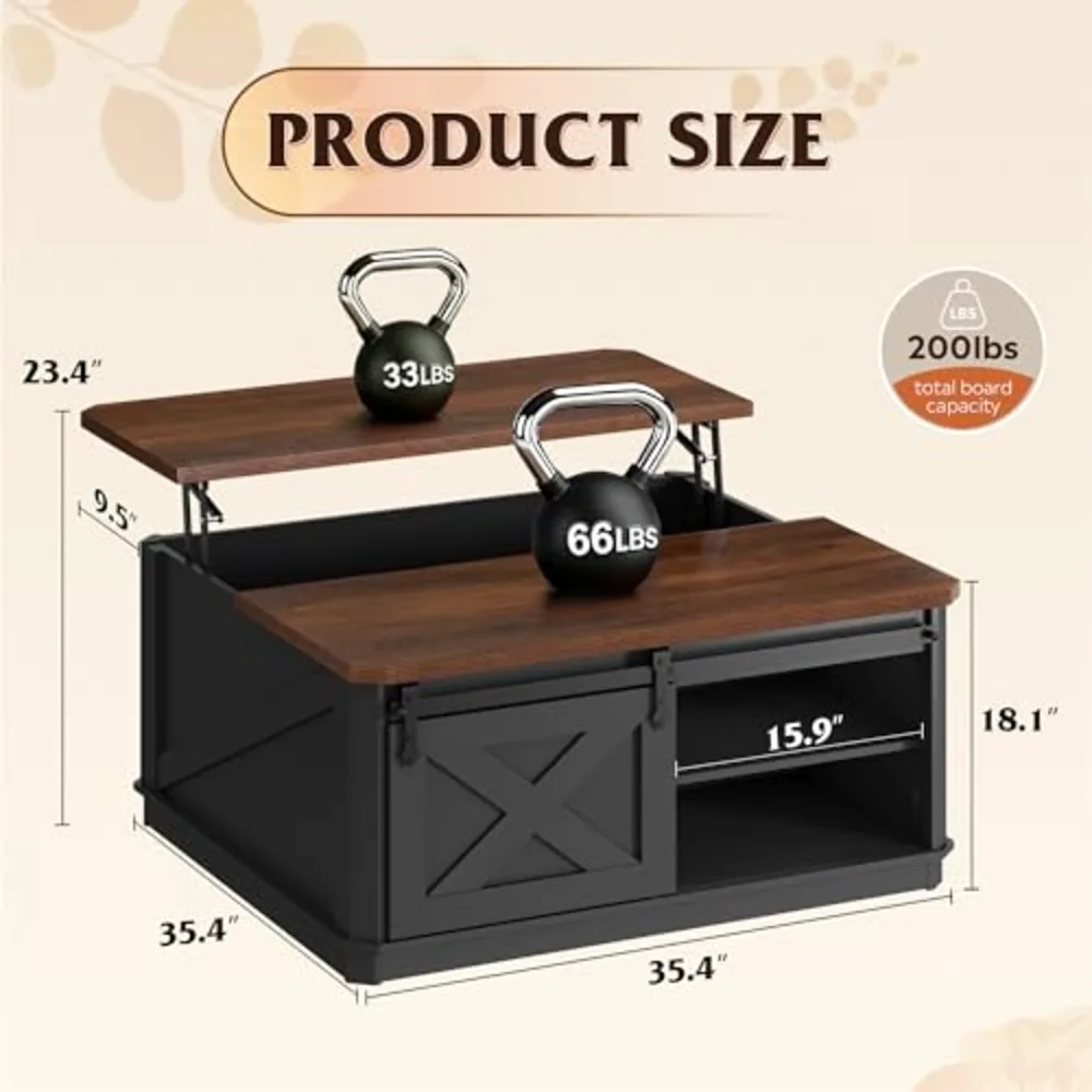 Farmhouse Coffee Table with Storage, view 2