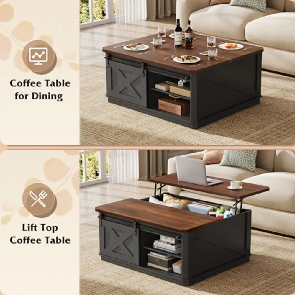 Farmhouse Coffee Table with Storage, view 4