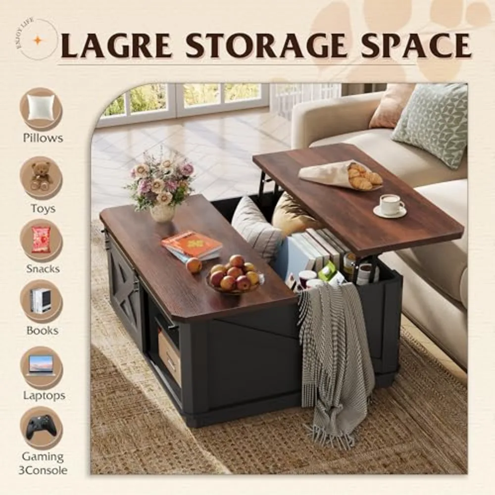 Farmhouse Coffee Table with Storage, view 5