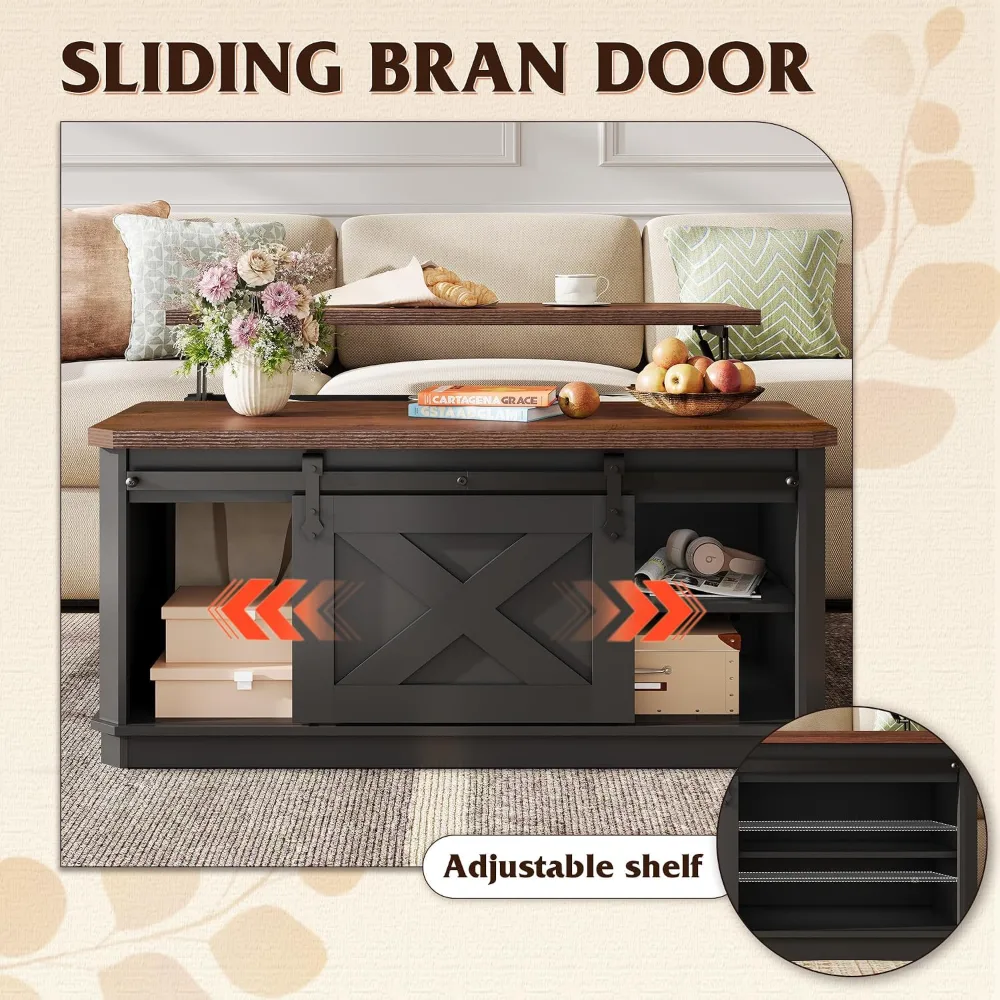 Farmhouse Coffee Table with Storage, view 6