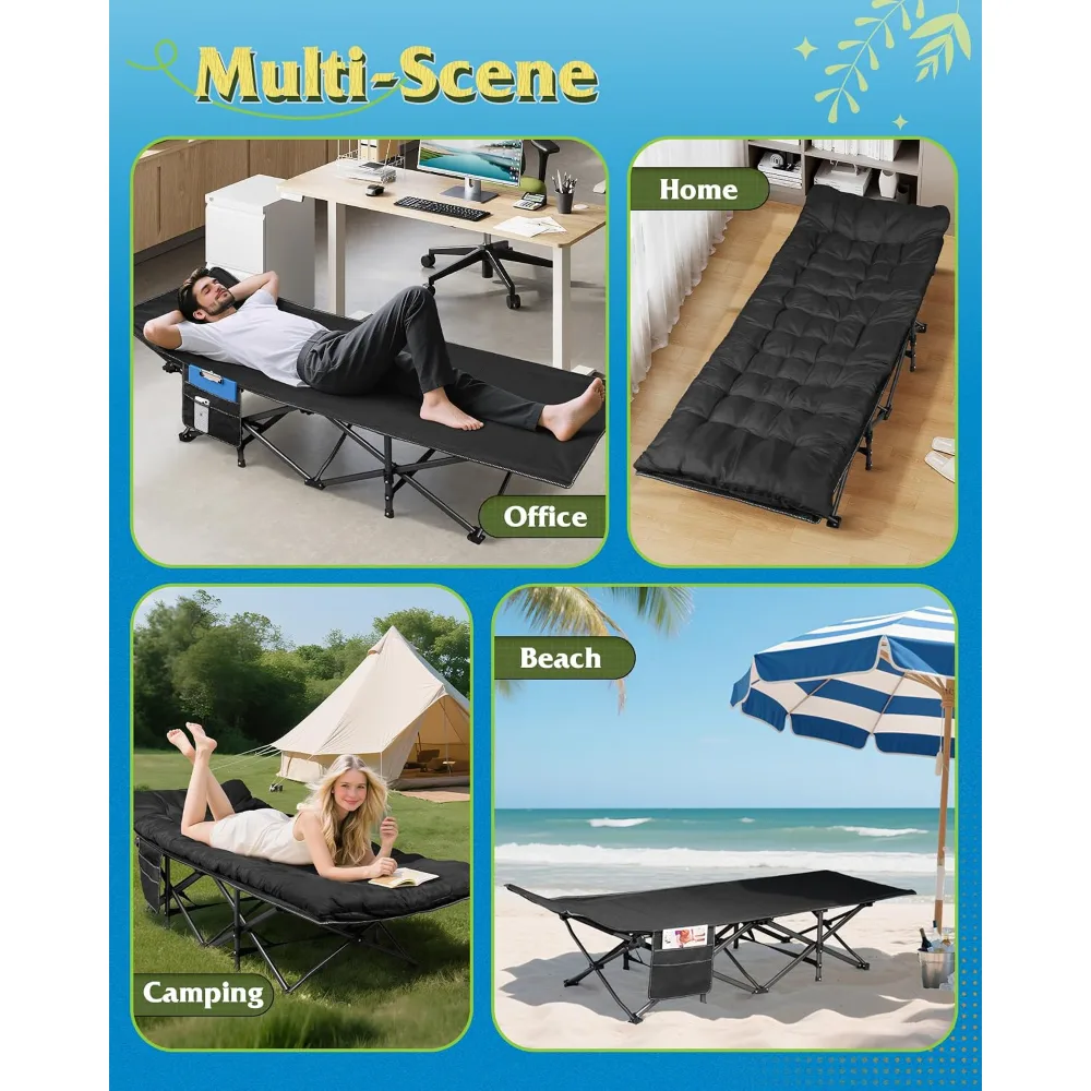 Folding 1200D Oxford Camping Cots with Mattress for Adults, view 6