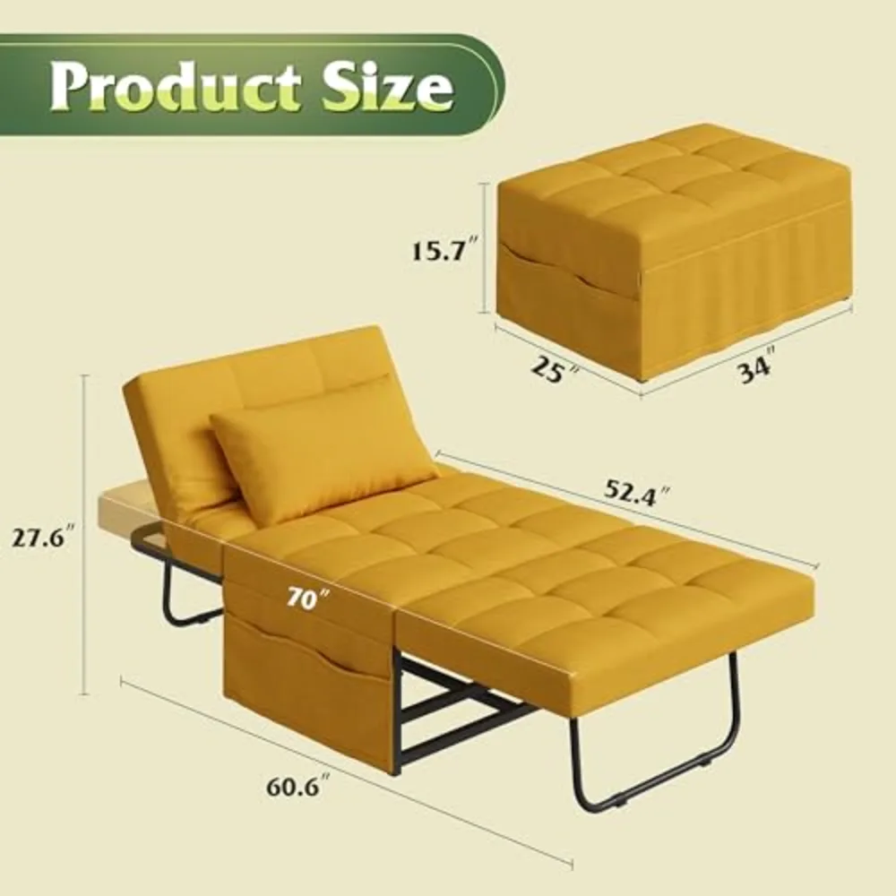 Folding Ottoman Bed Sleeper Chair, view 3
