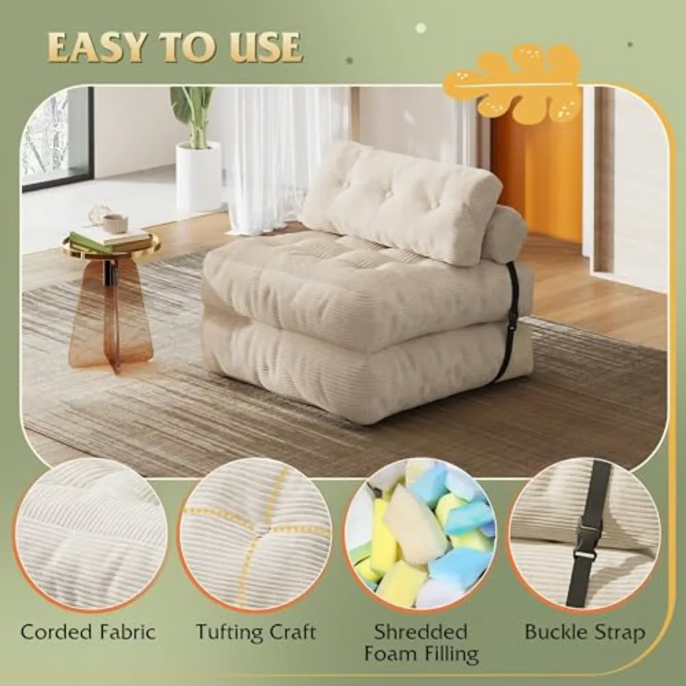 Futon Sofa Bed Bean Bag Chair for Adults, view 5
