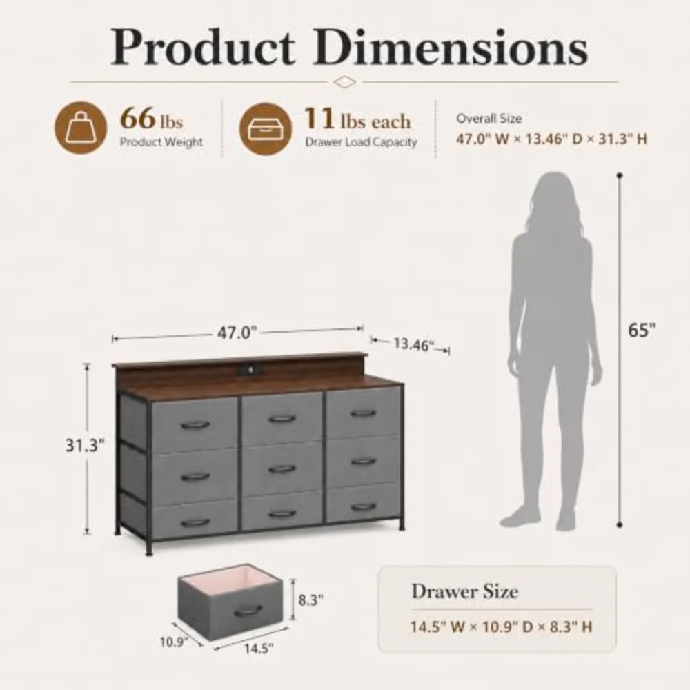 Grey Dresser TV Stand for 45, view 3