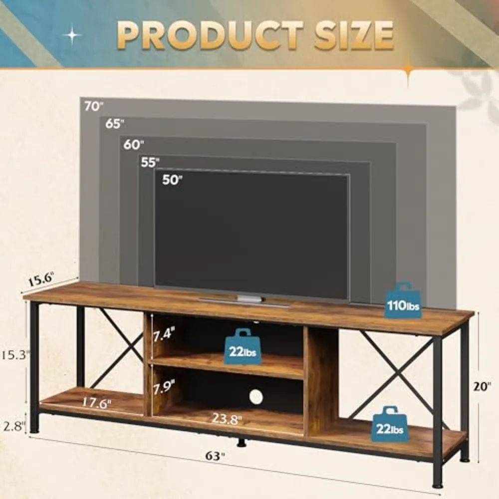 Industrial TV Stand for Up to 70 inch TV, view 3