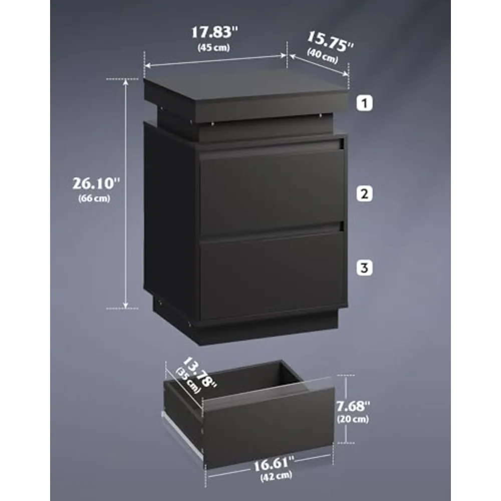 LED Nightstand with Charging Station, view 3