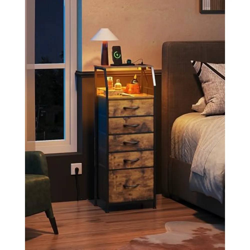 LED Nightstand with Charging Station, view 2
