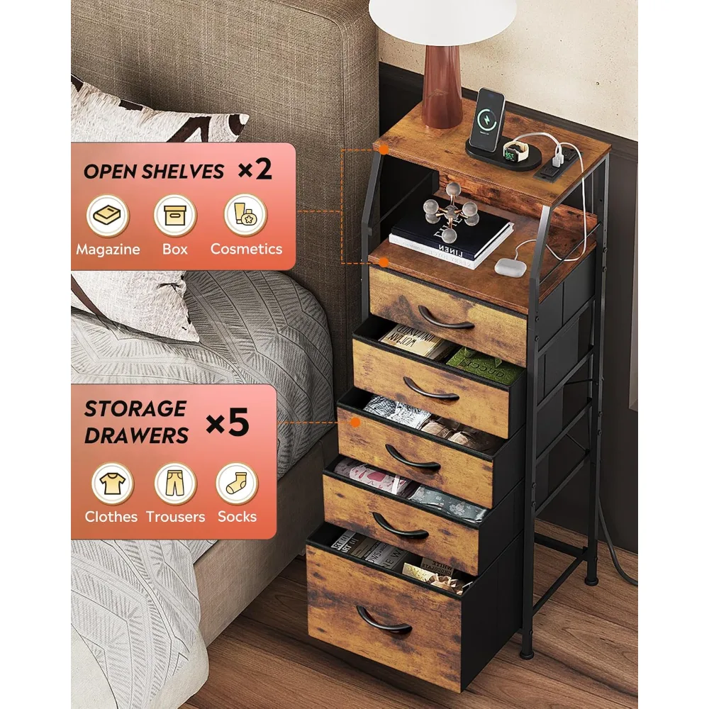 LED Nightstand with Charging Station, view 6