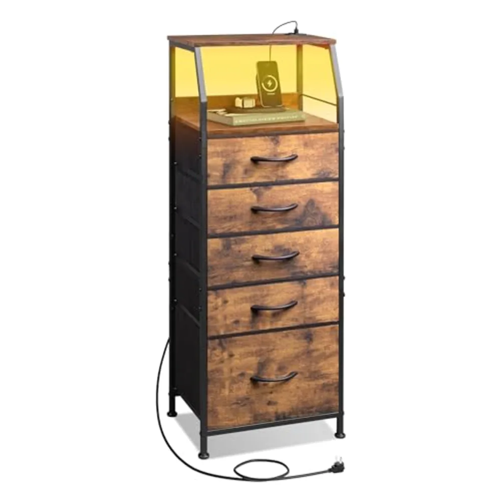 LED Nightstand with Charging Station