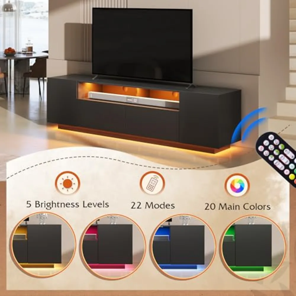 LED TV Stand with Large Storage Cabinet, view 4
