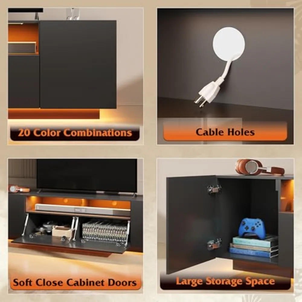 LED TV Stand with Large Storage Cabinet, view 5