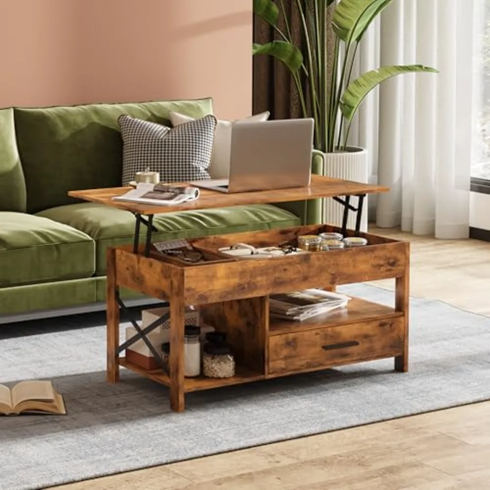 Lift Top Coffee Table with Drawer, view 2