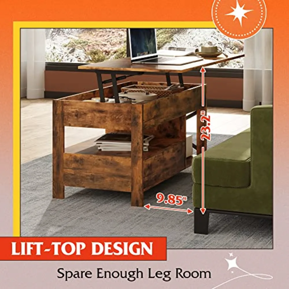 Lift Top Coffee Table with Drawer, view 4