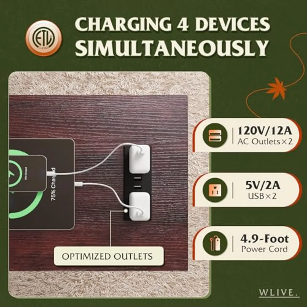 Narrow End Table with Charging Station of Open Storage, view 4