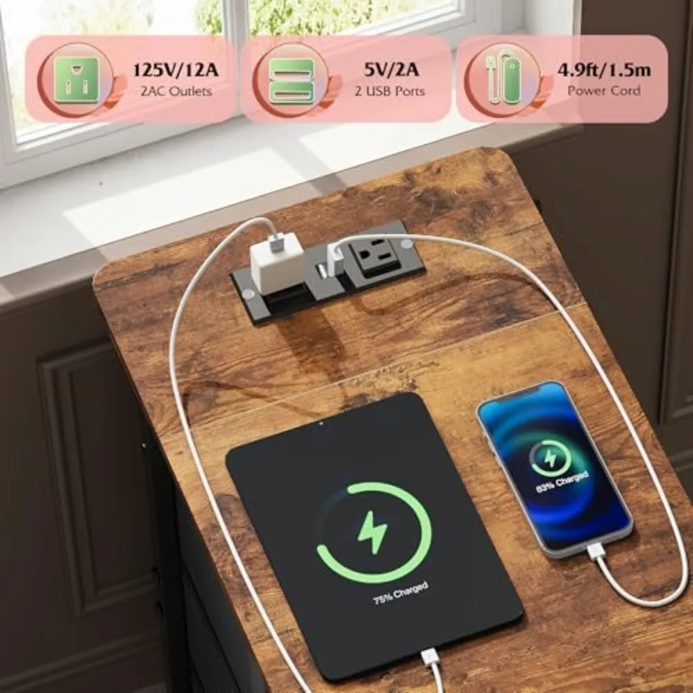 Narrow Side Table with Charging Station, view 4