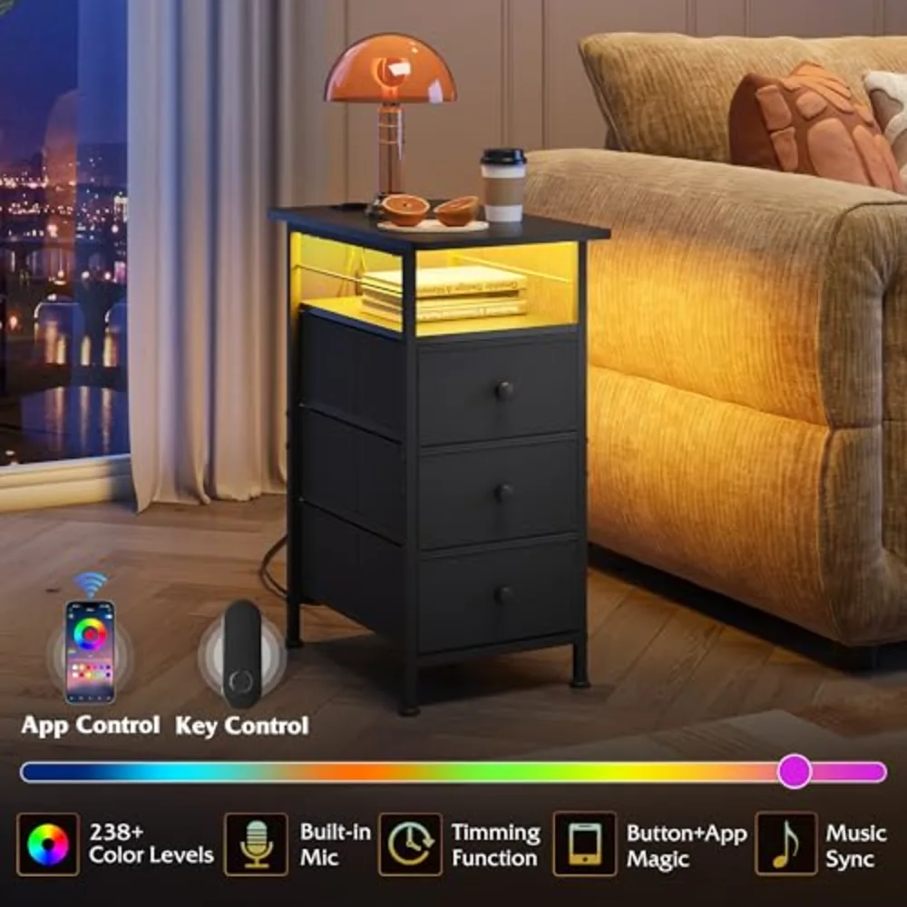 Narrow Side Table with Charging Station, view 5