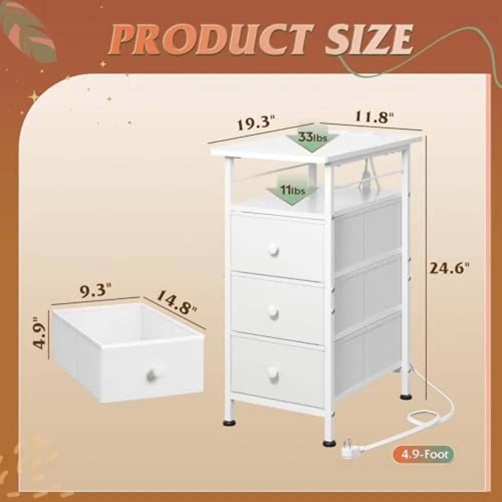 Narrow Side Table with Charging Station, view 3