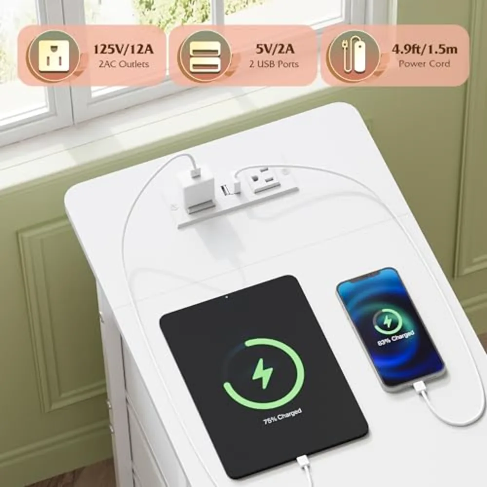 Narrow Side Table with Charging Station, view 4