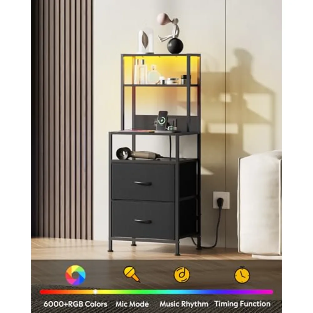 Nightstand Set of 2 with Charging Station, view 4