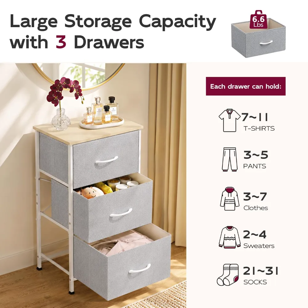 Nightstand with 3 Drawers, view 6