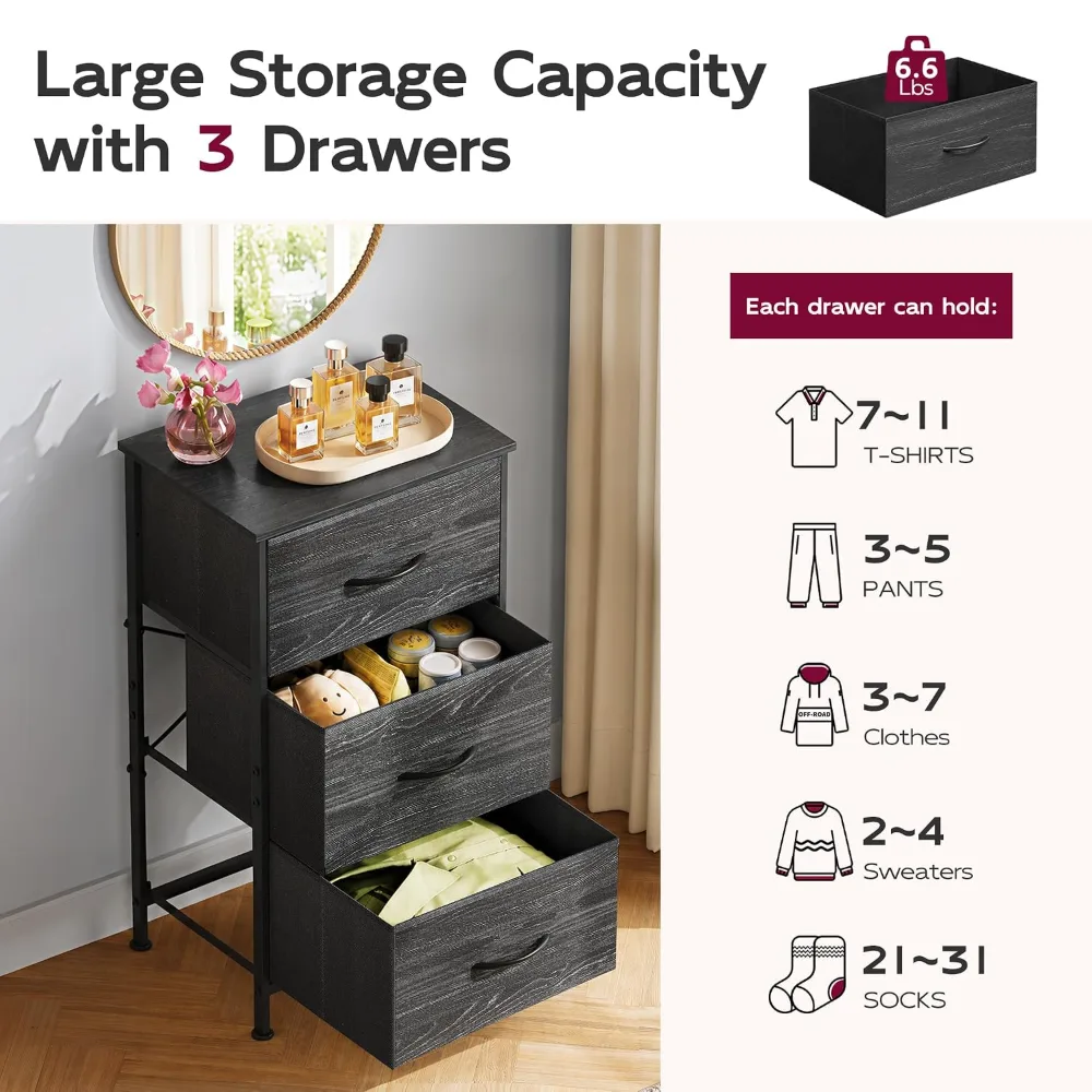 Nightstand with 3 Drawers, view 6