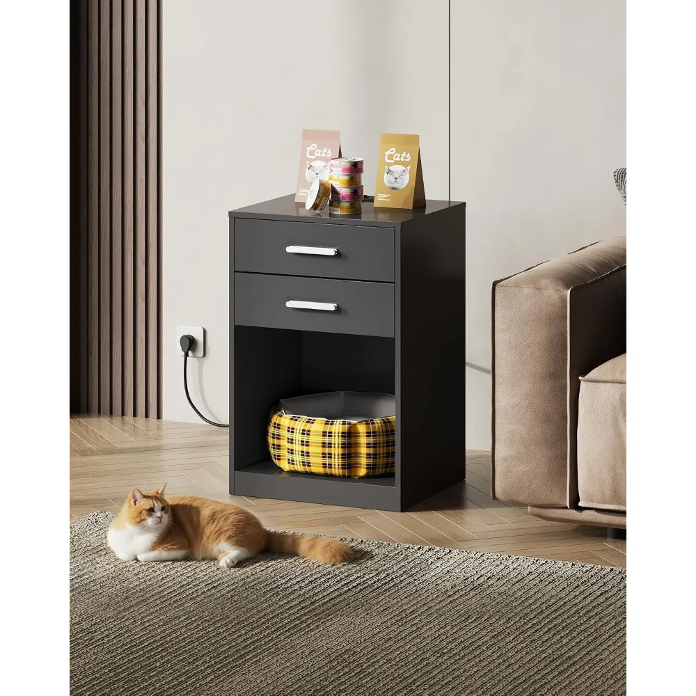 Nightstands Set of 2 with Charging Station, view 6