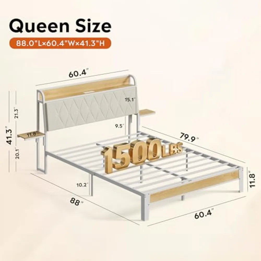 Queen Bed Frame with Headboard, view 2