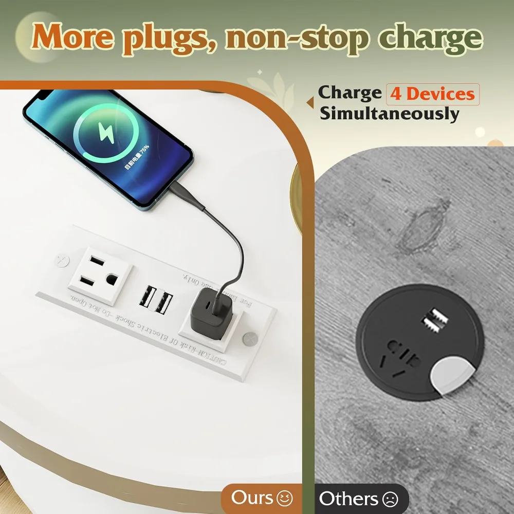 Round End Table with Charging Station, view 6