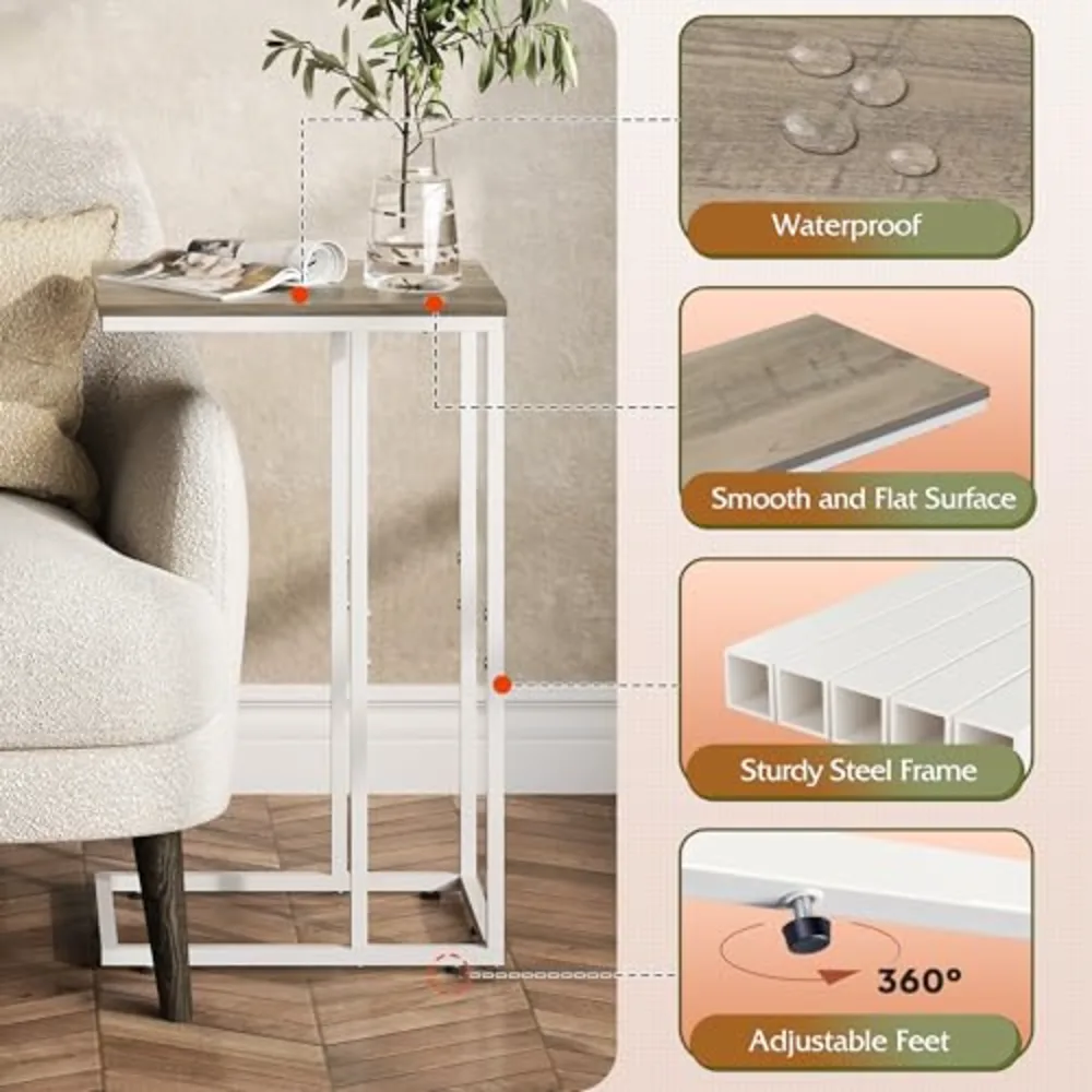 Side Table C Shaped End Table for Couch, view 5