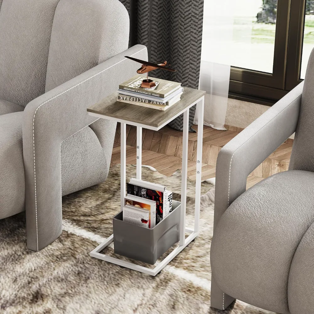 Side Table C Shaped End Table for Couch, view 6