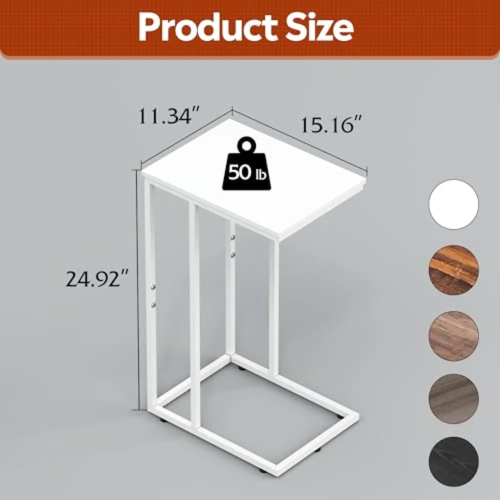 Side Table C Shaped End Table for Couch, view 3