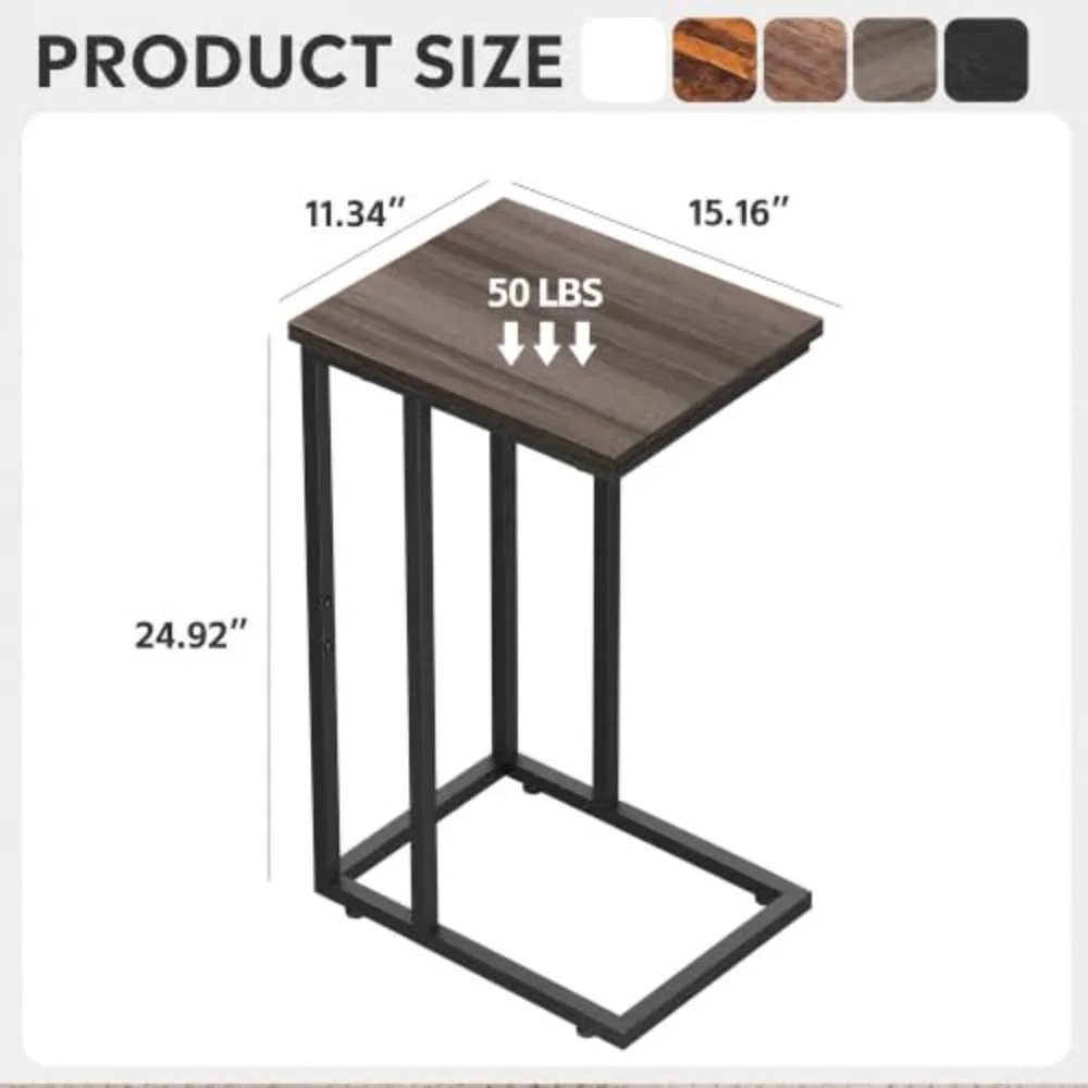 Small Side Table C Shaped End Table for Couch, view 3