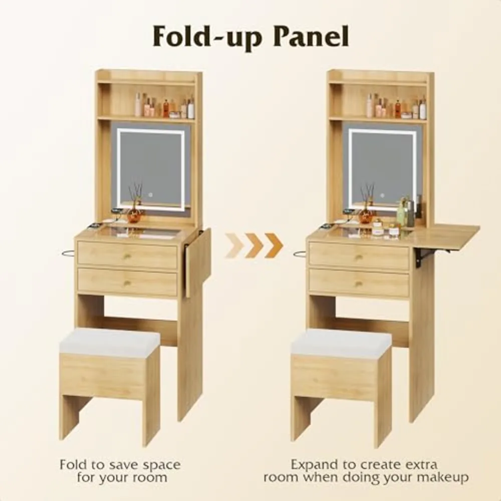 Small Vanity Desk with Mirror and Lights, view 2