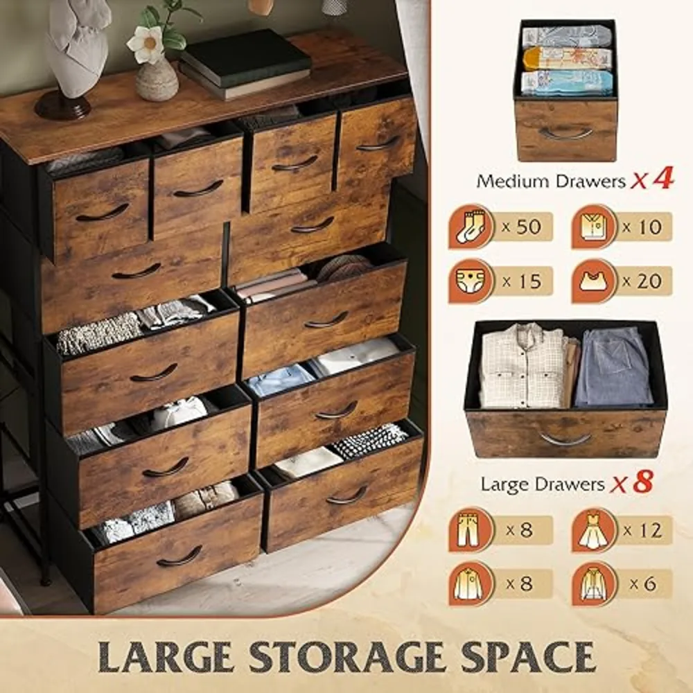 Tall Dresser for Bedroom with 12 Drawers, view 5
